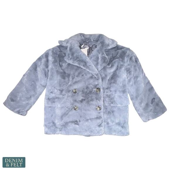 Free People Kate Faux Fur Coat Cloudy Day Gray Faux Fur Double Breasted Jacket - Picture 11 of 16